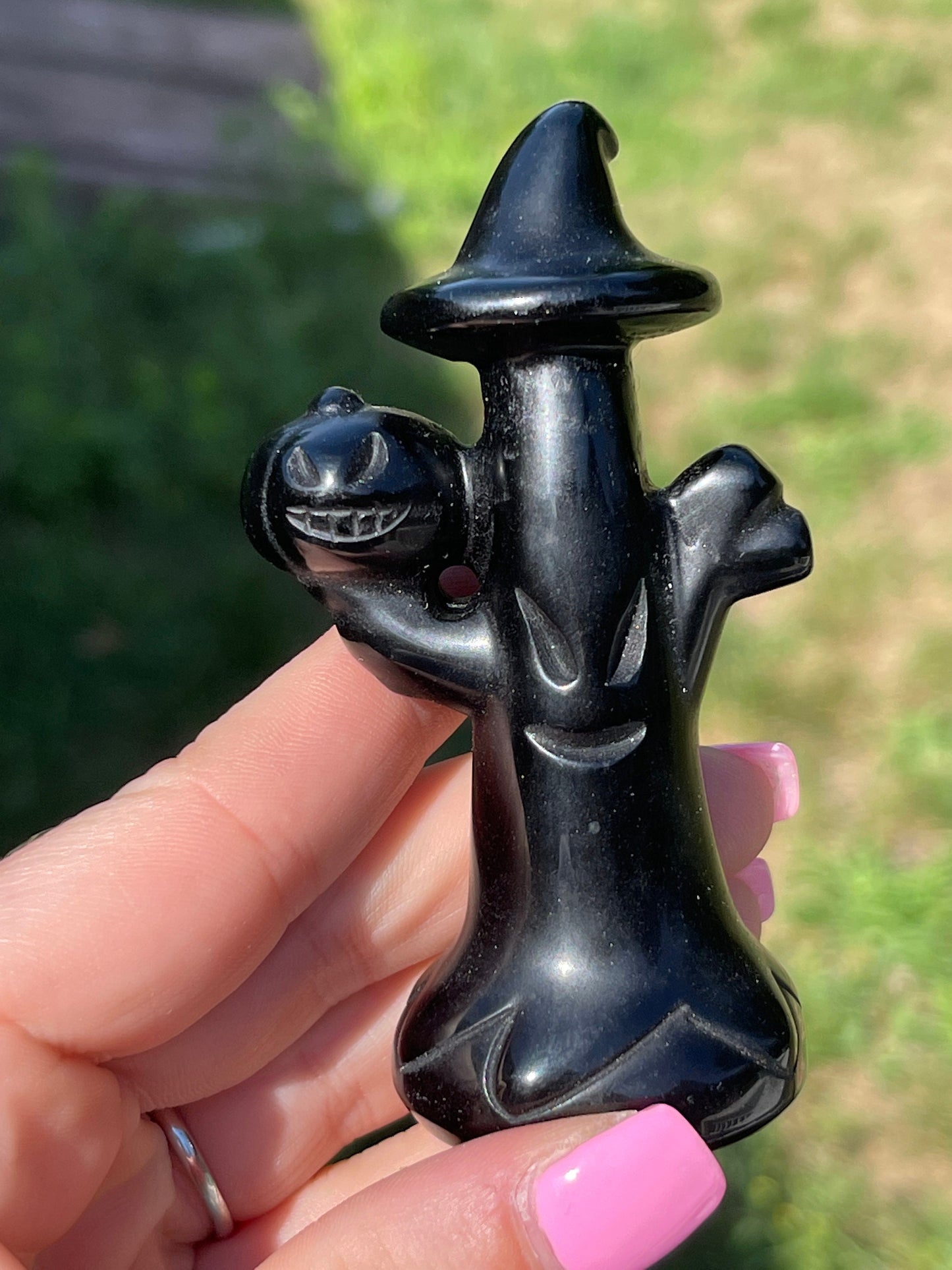 Black Obsidian Spooky Tree Carving