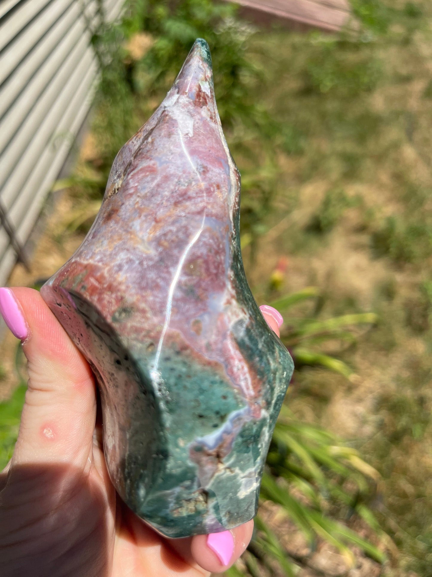 Colorful Ocean Jasper Flame with Natural Raw Patches Very Unique