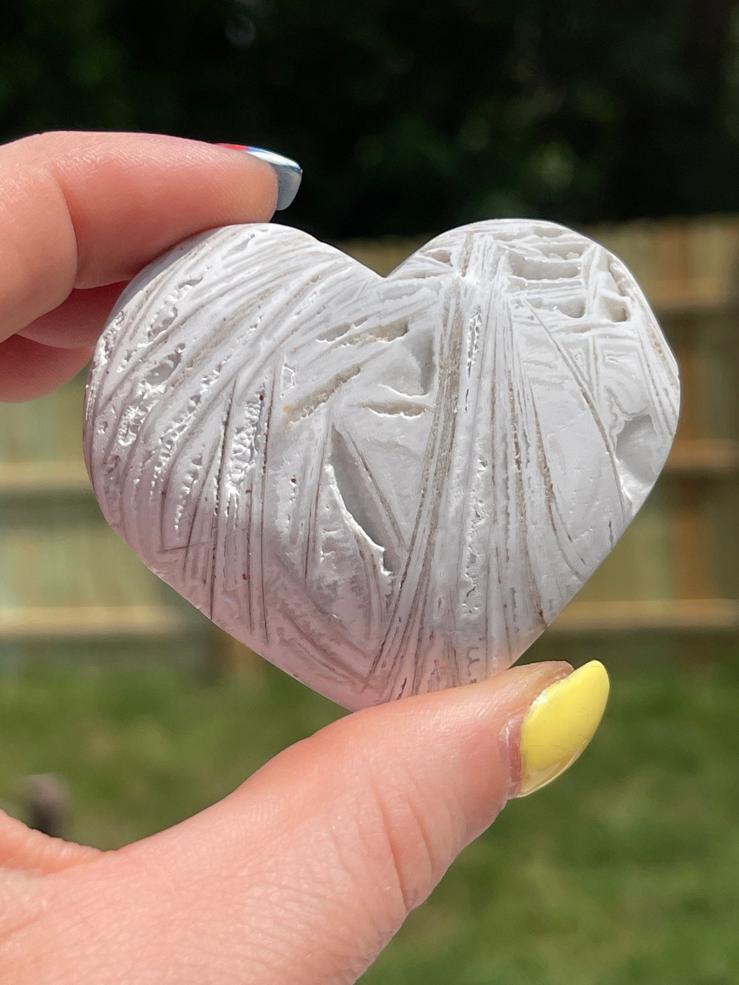 White Mexican Agate Heart