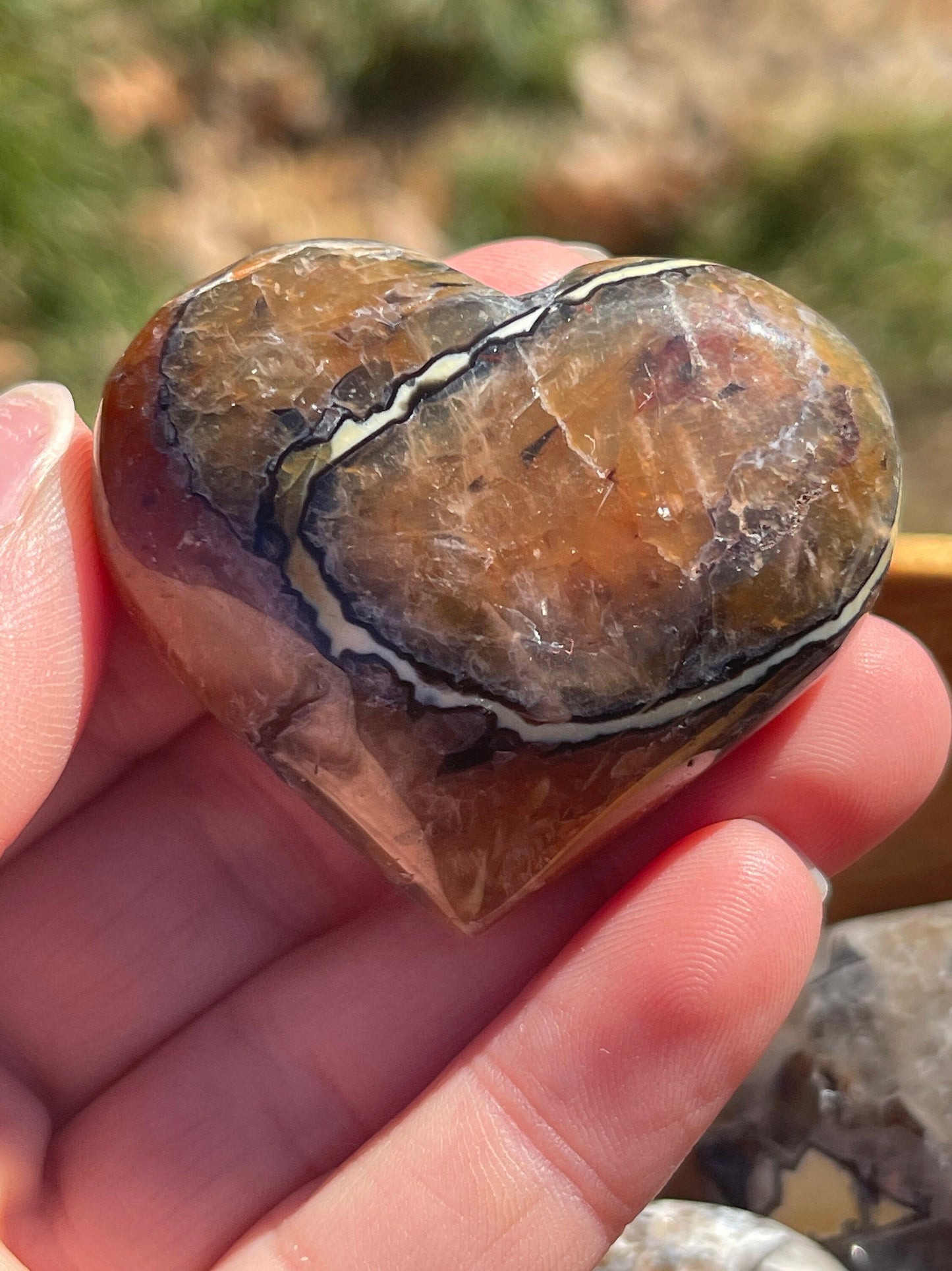 Mosaic Chalcedony Quartz Heart