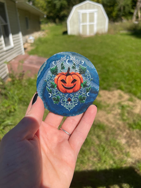 Halloween Pumpkin Agate Coaster