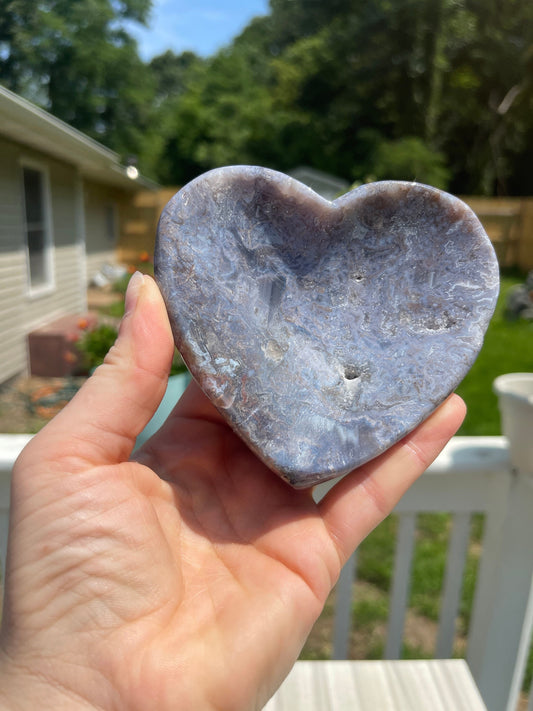 Druzy Moss Agate Heart Bowl