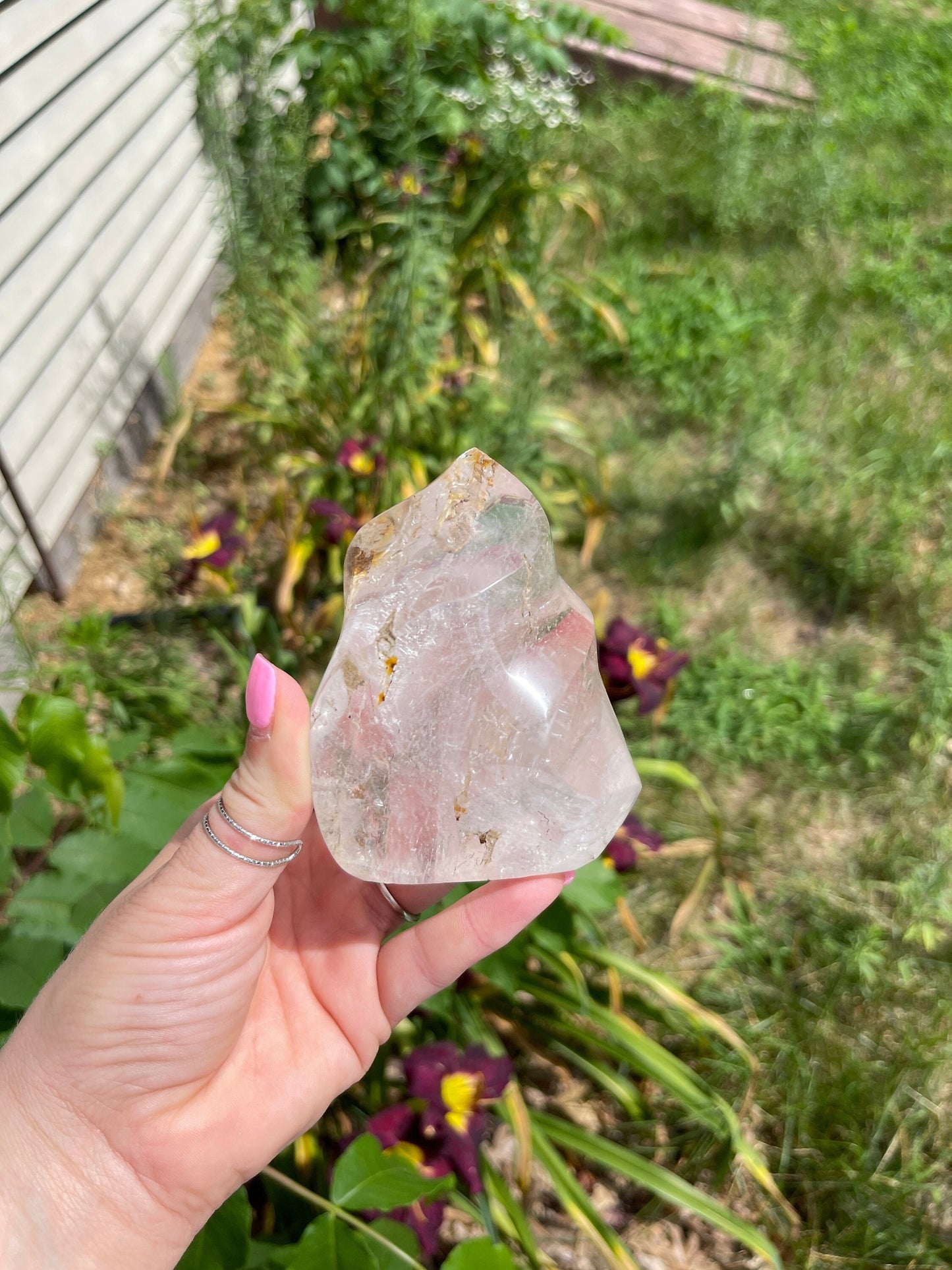 Clear Quartz Flame with Rainbow