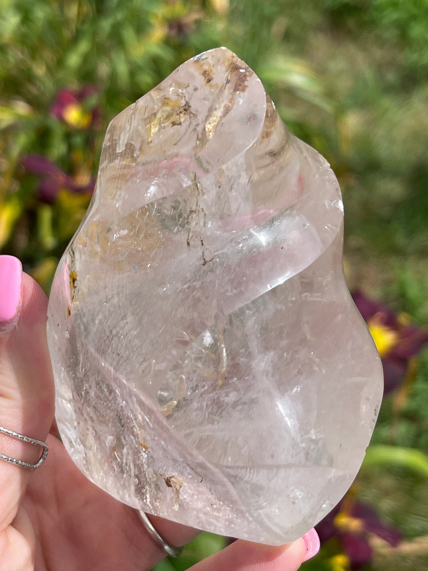 Clear Quartz Flame with Rainbow