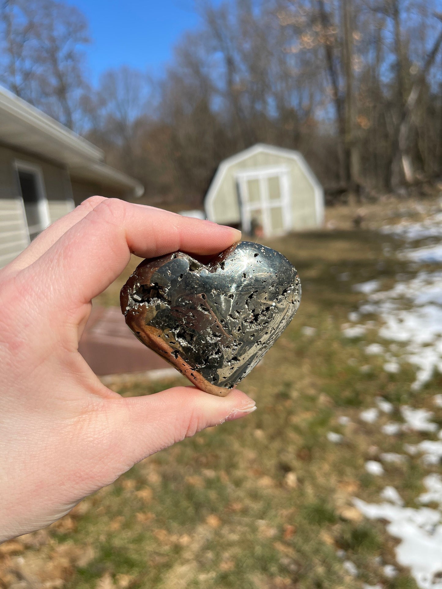 Pyrite Heart Carving