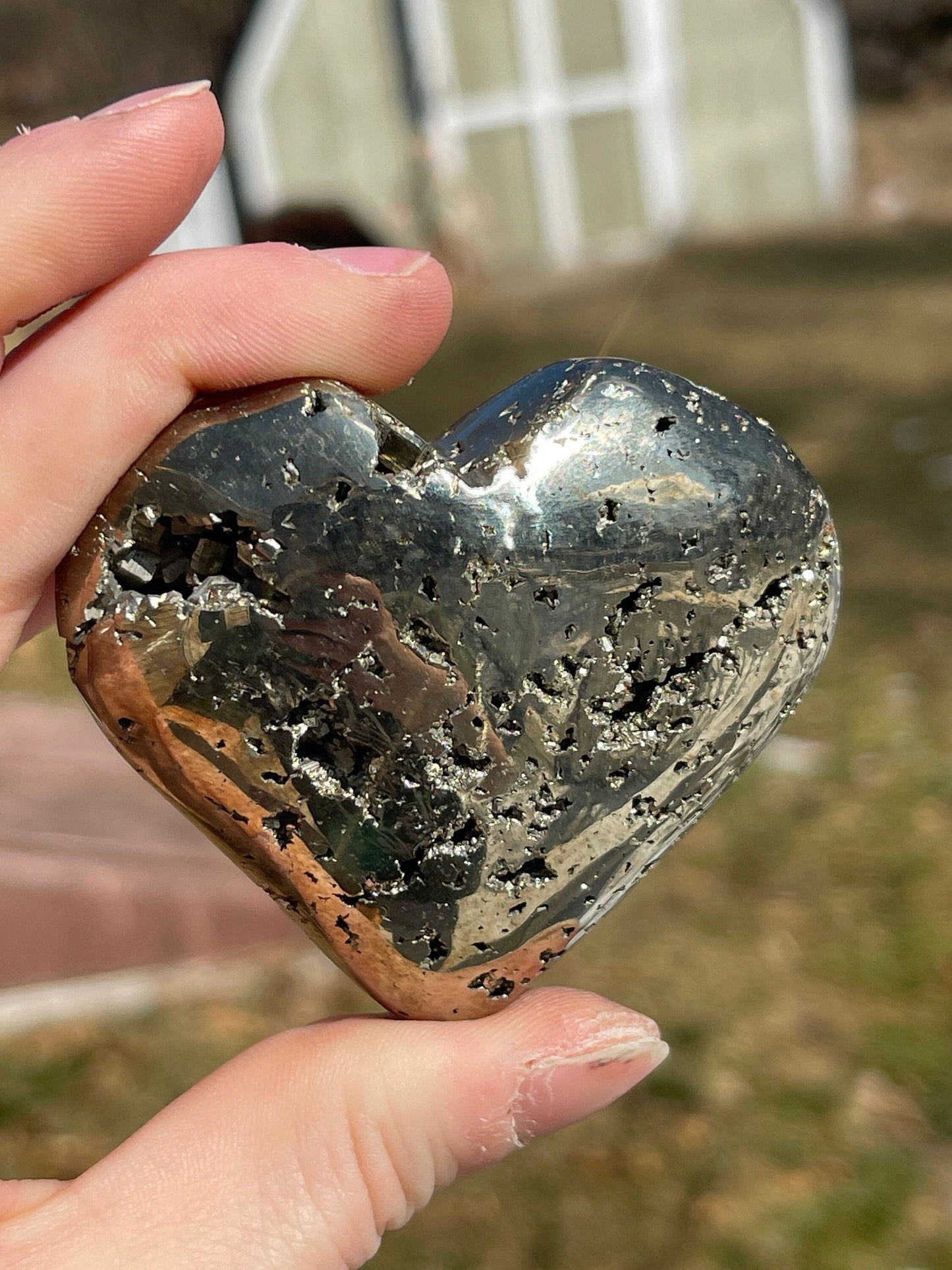 Pyrite Heart Carving