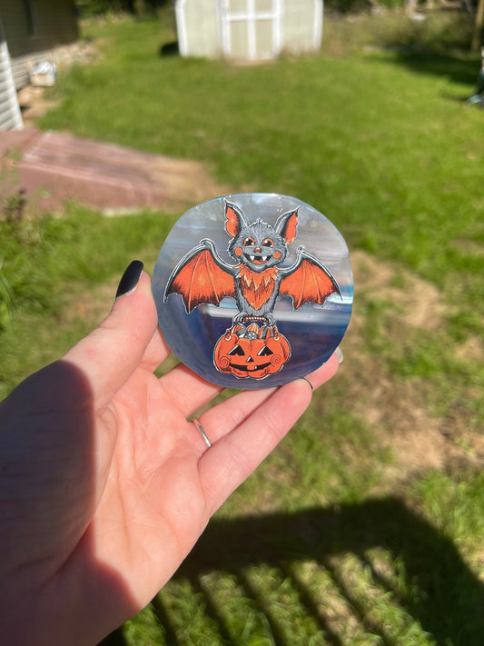 Halloween Bat Agate Coaster