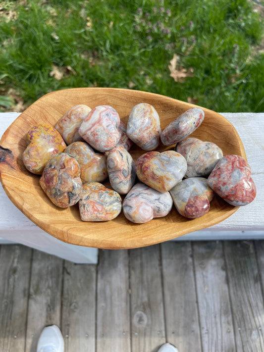 Crazy Lace Agate Heart Palm Stone