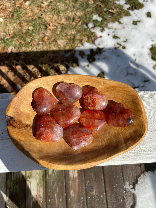 Fire Quartz Heart Palm Stone