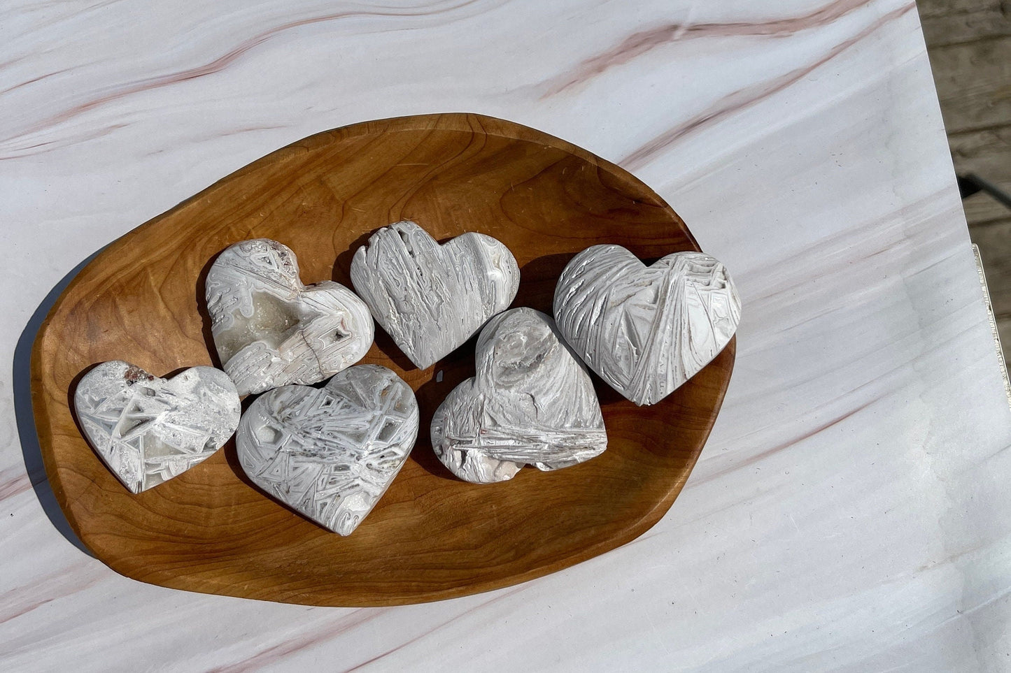 White Mexican Agate Heart