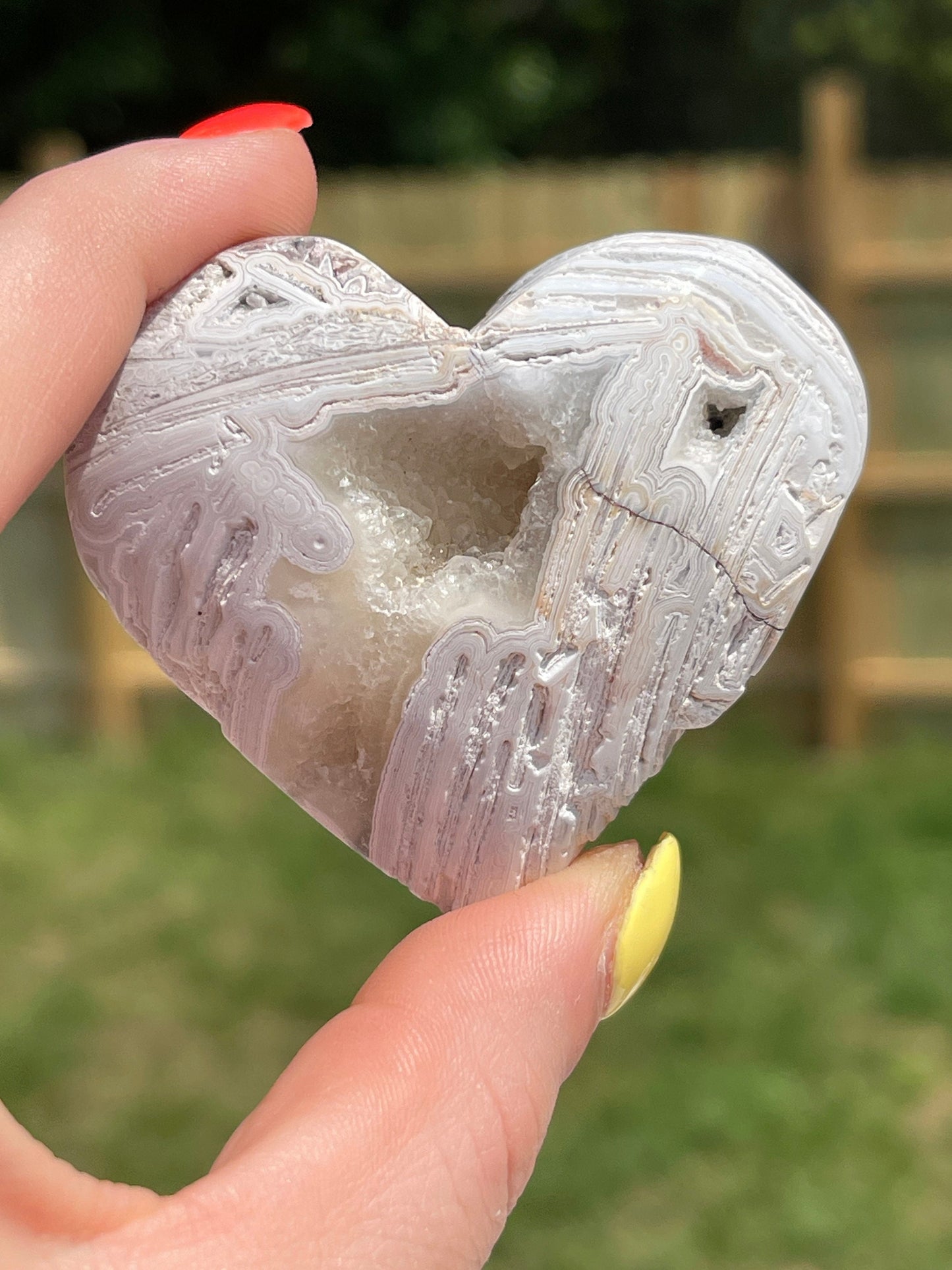 White Mexican Agate Heart