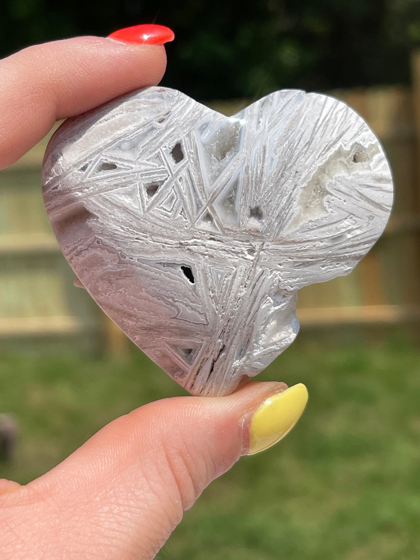 White Mexican Agate Heart