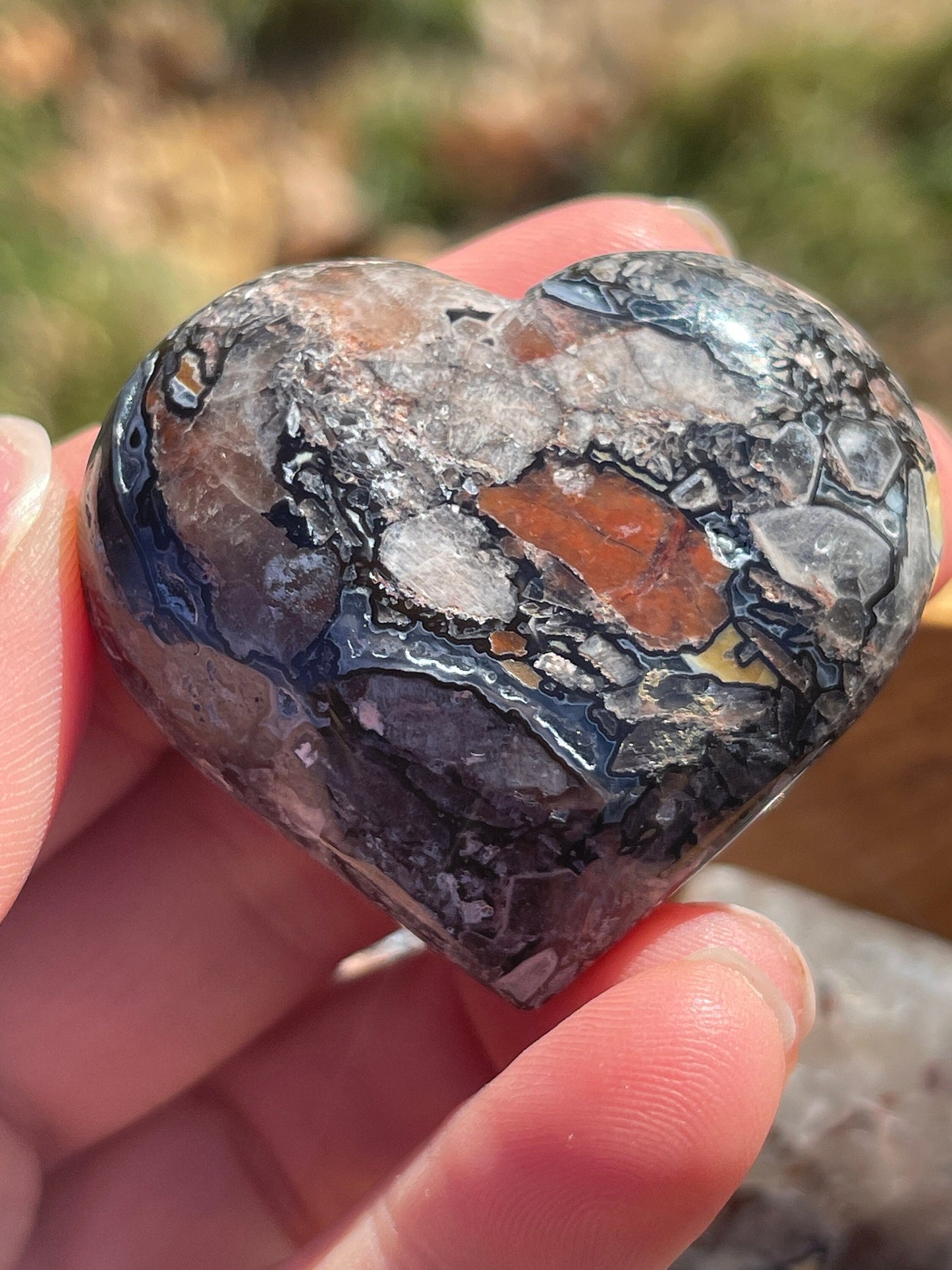 Mosaic Chalcedony Quartz Heart