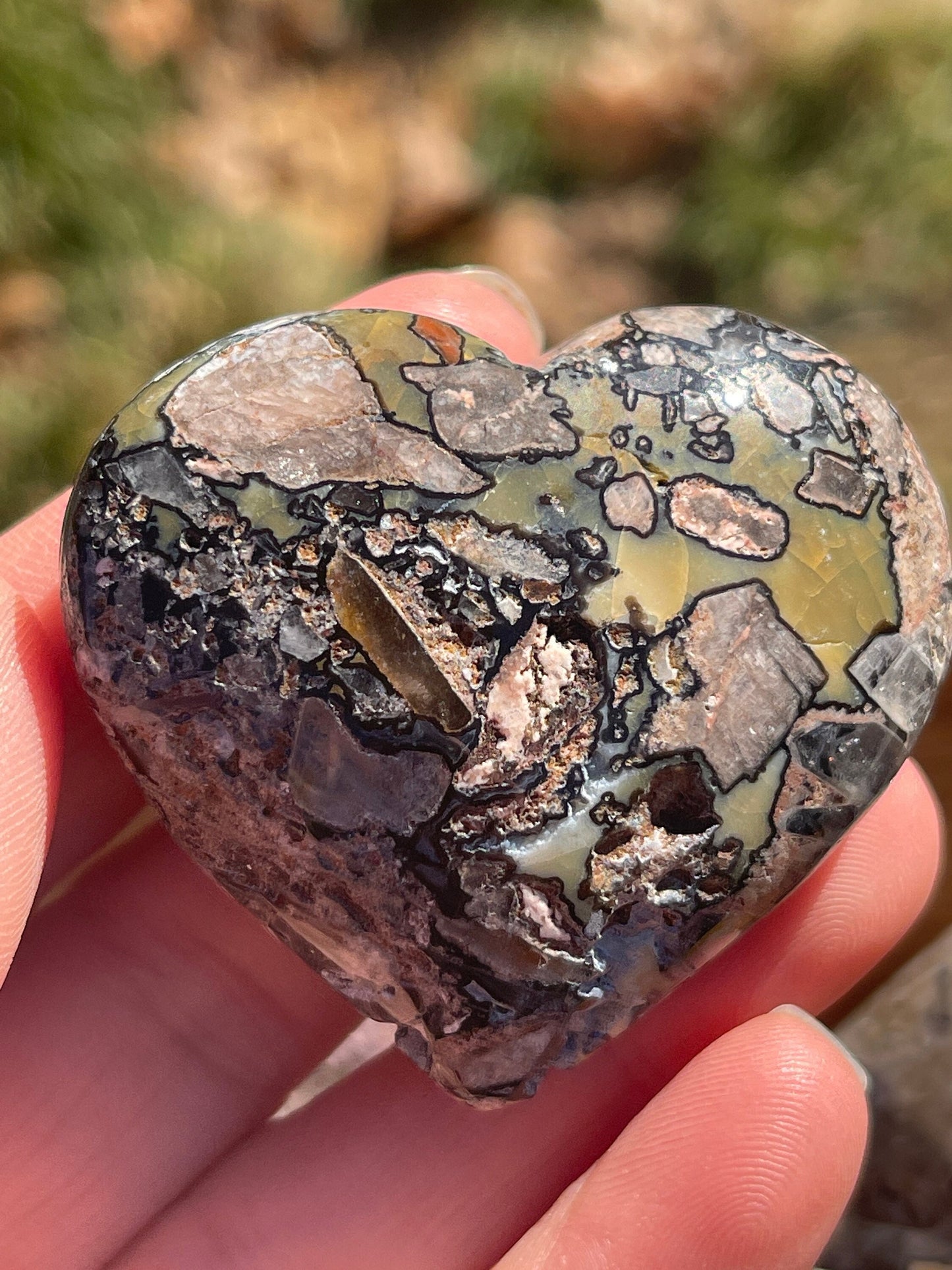 Mosaic Chalcedony Quartz Heart