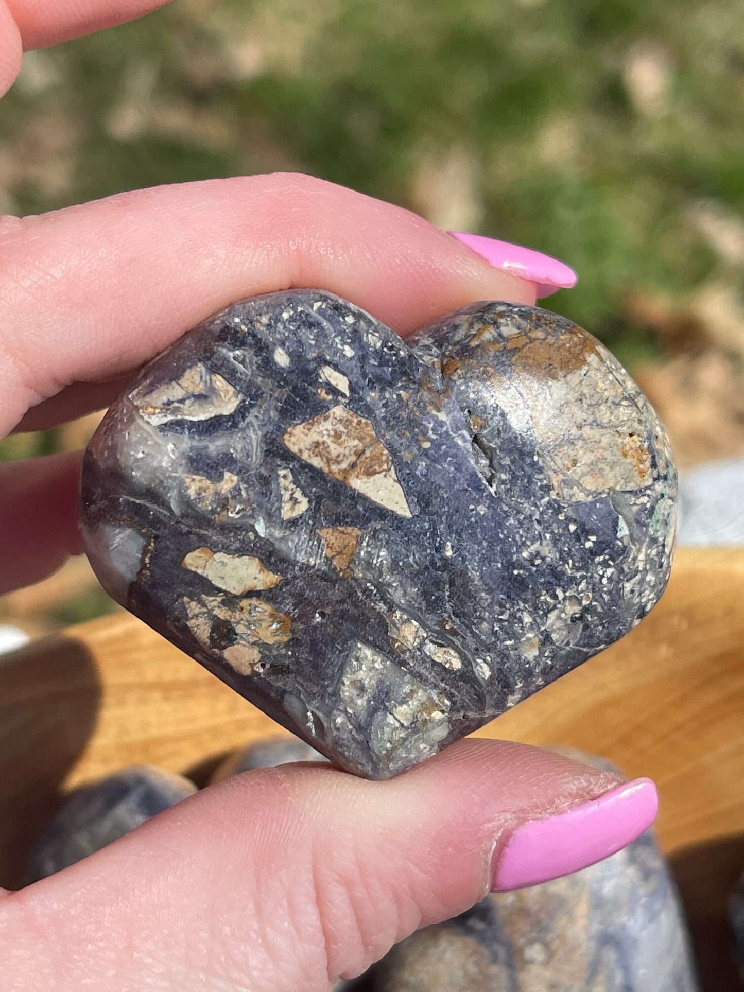 Purple Breccia Jasper Heart