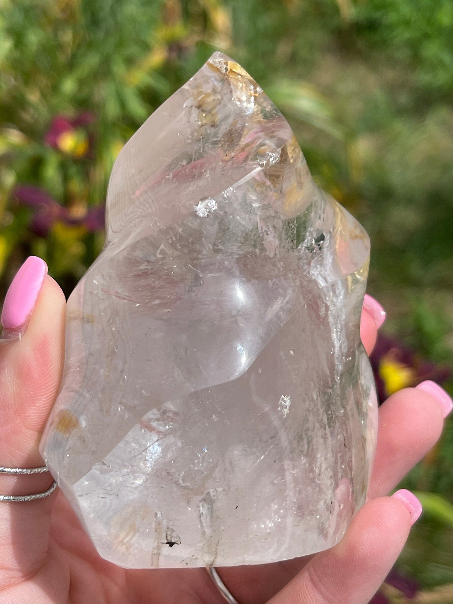 Clear Quartz Flame with Rainbow