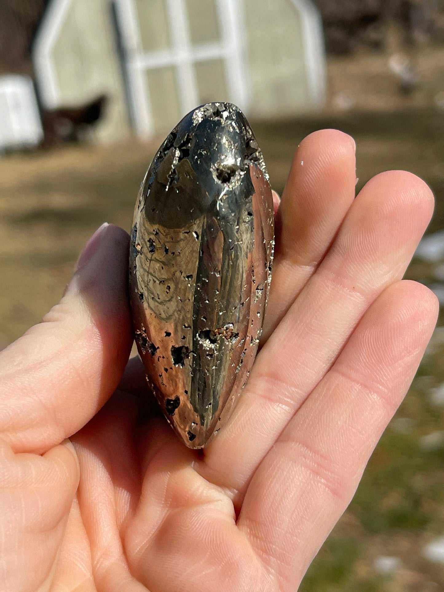 Pyrite Heart Carving