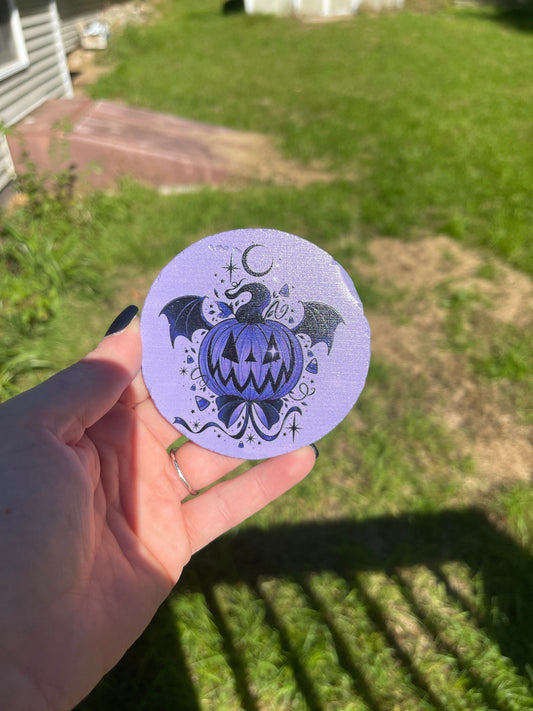 Halloween Pumpkin Bat Agate Coaster