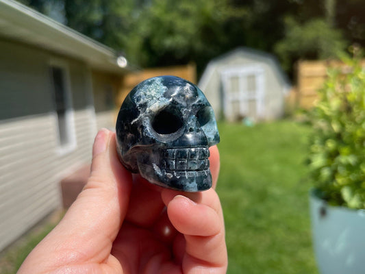 Moss Agate Skull